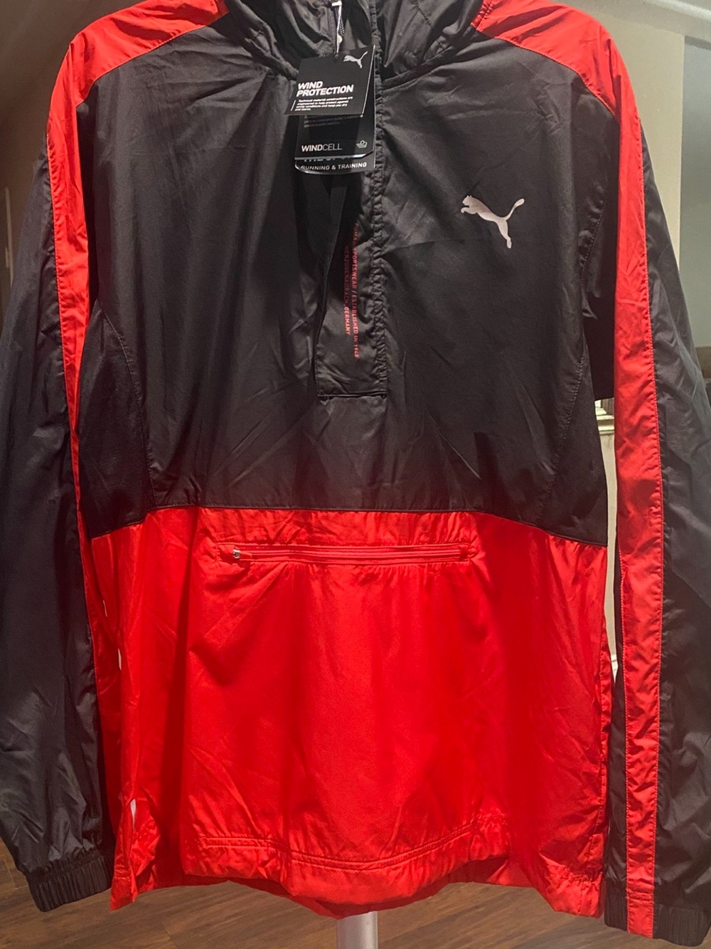 Puma Black and Red Windbreaker Hooded Jacket